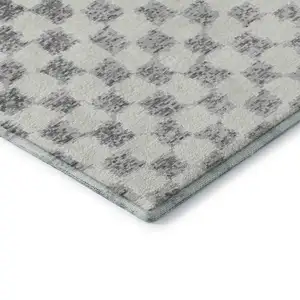 Photo of Gray And Ivory Geometric Washable Area Rug With UV Protection
