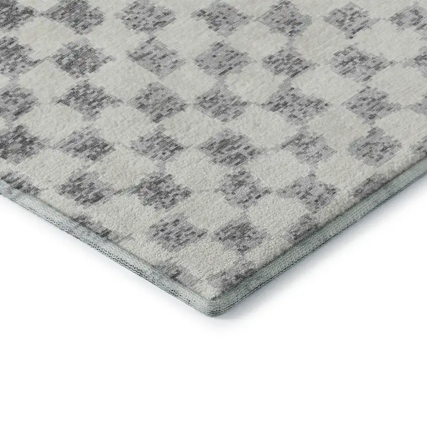 Gray And Ivory Geometric Washable Area Rug With UV Protection Photo 8