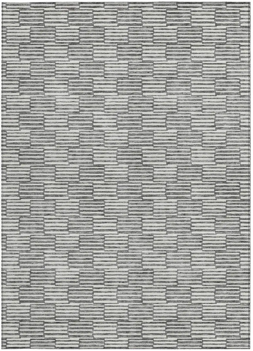 Gray And Ivory Geometric Washable Indoor Outdoor Area Rug Photo 7