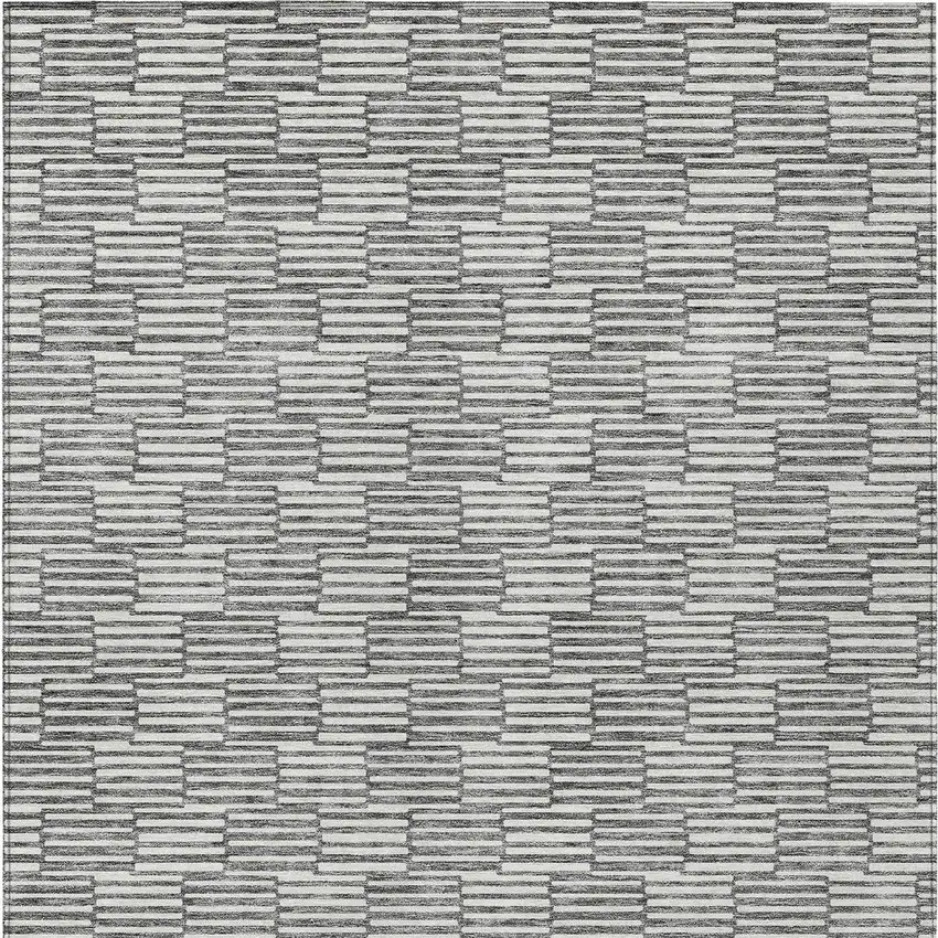 Gray And Ivory Geometric Washable Indoor Outdoor Area Rug Photo 7