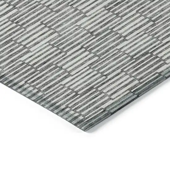 Gray And Ivory Geometric Washable Indoor Outdoor Area Rug Photo 5