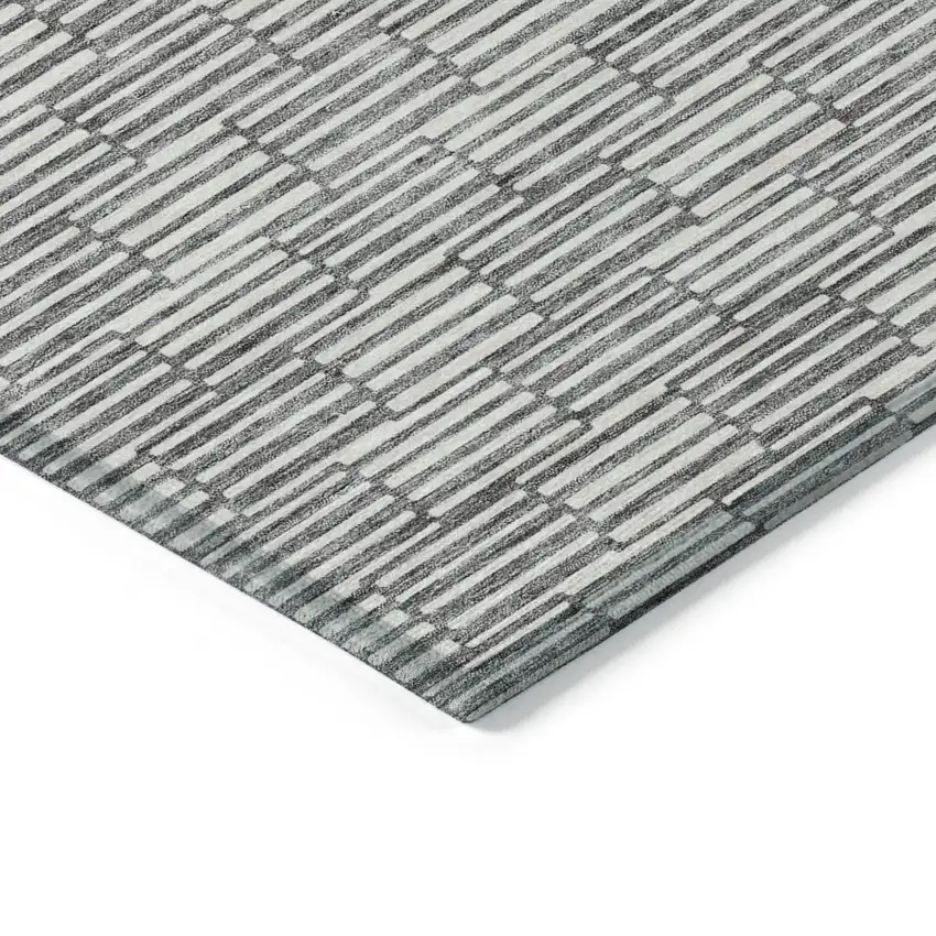 Gray And Ivory Geometric Washable Indoor Outdoor Area Rug Photo 5