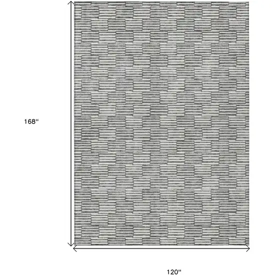 Gray And Ivory Geometric Washable Indoor Outdoor Area Rug Photo 3