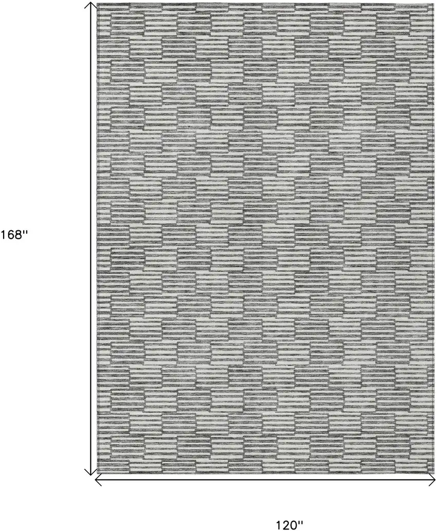 Gray And Ivory Geometric Washable Indoor Outdoor Area Rug Photo 3