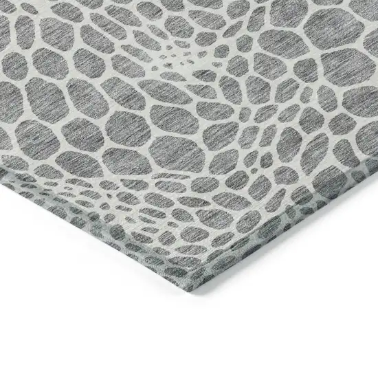 Gray And Ivory Geometric Washable Indoor Outdoor Area Rug Photo 5