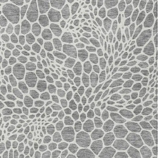 Gray And Ivory Geometric Washable Indoor Outdoor Area Rug Photo 7