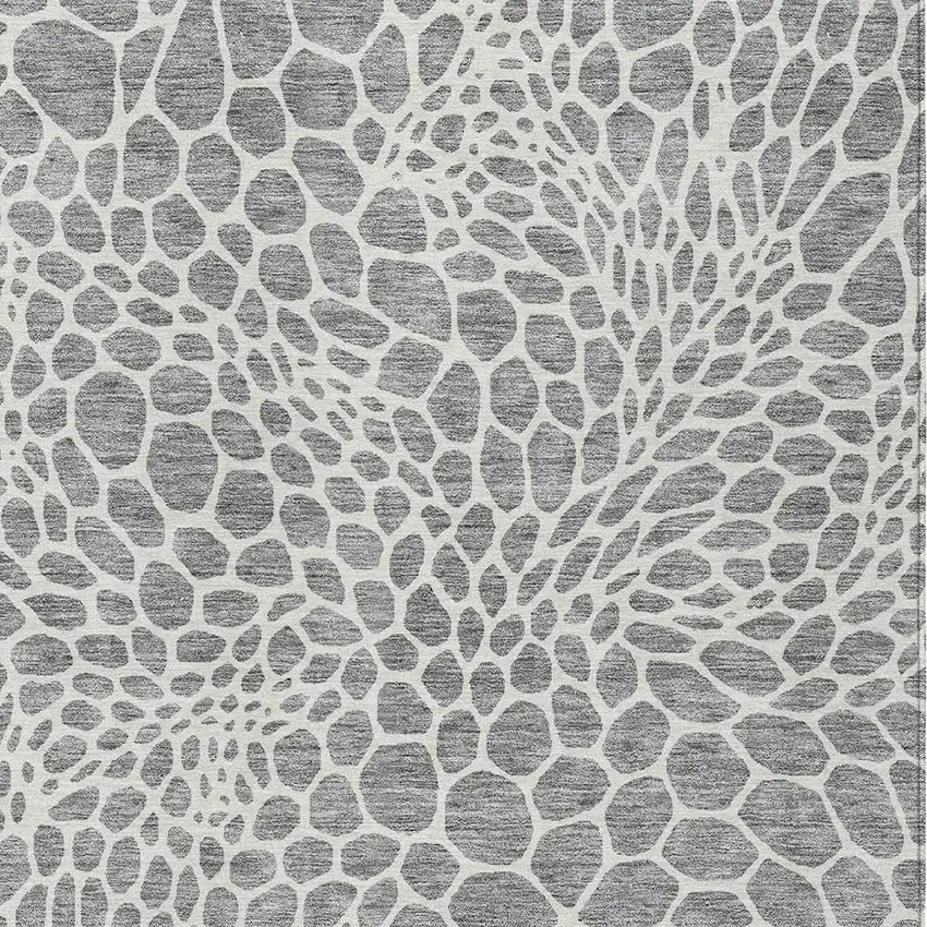 Gray And Ivory Geometric Washable Indoor Outdoor Area Rug Photo 7