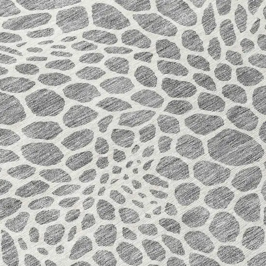 Gray And Ivory Geometric Washable Indoor Outdoor Area Rug Photo 6