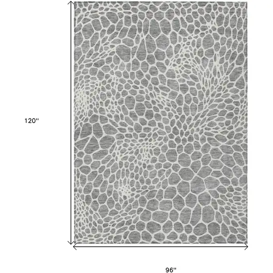 Gray And Ivory Geometric Washable Indoor Outdoor Area Rug Photo 3
