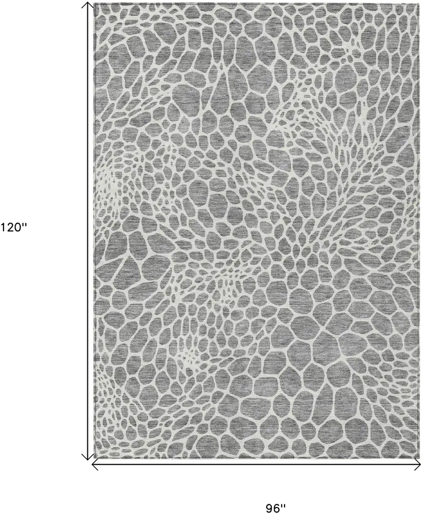 Gray And Ivory Geometric Washable Indoor Outdoor Area Rug Photo 3