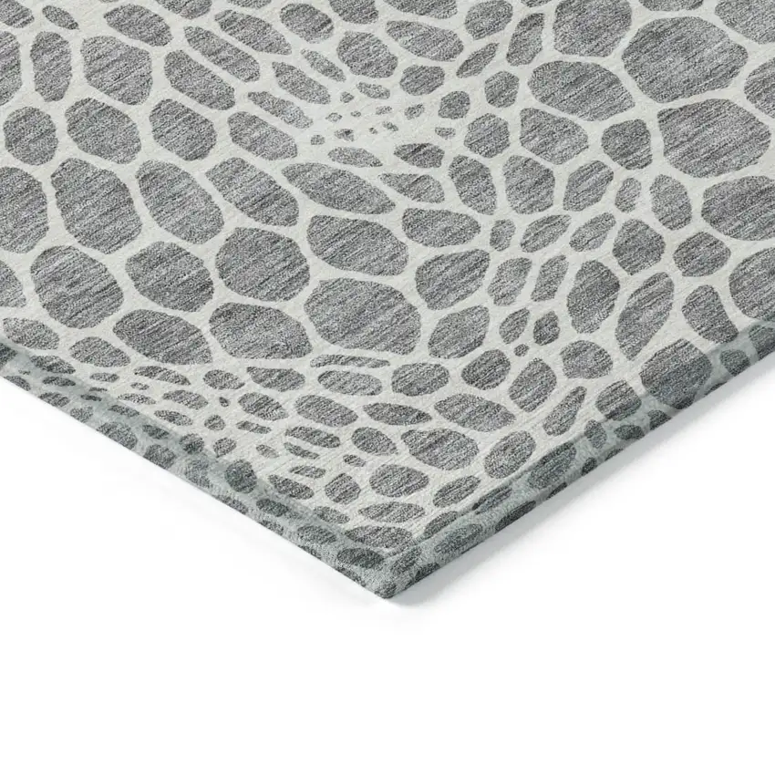 Gray And Ivory Geometric Washable Indoor Outdoor Area Rug Photo 5