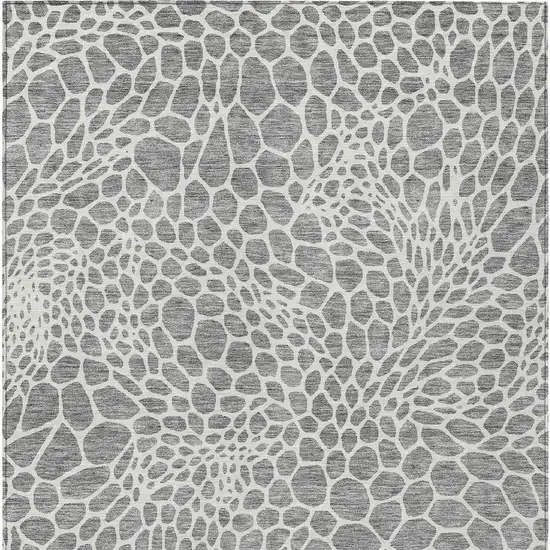 Gray And Ivory Geometric Washable Indoor Outdoor Area Rug Photo 7