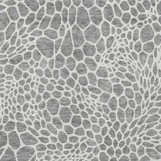 Gray And Ivory Geometric Washable Indoor Outdoor Area Rug Photo 7