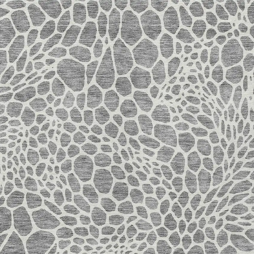 Gray And Ivory Geometric Washable Indoor Outdoor Area Rug Photo 7