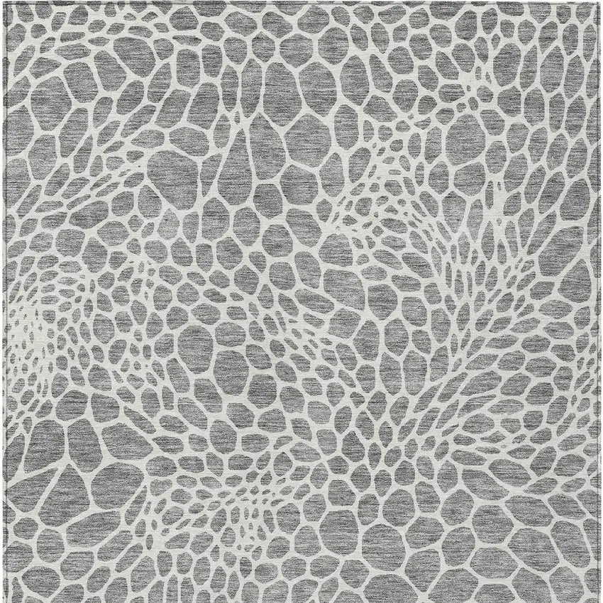 Gray And Ivory Geometric Washable Indoor Outdoor Area Rug Photo 8