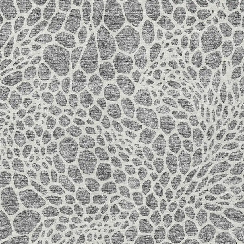 Gray And Ivory Geometric Washable Indoor Outdoor Area Rug Photo 7