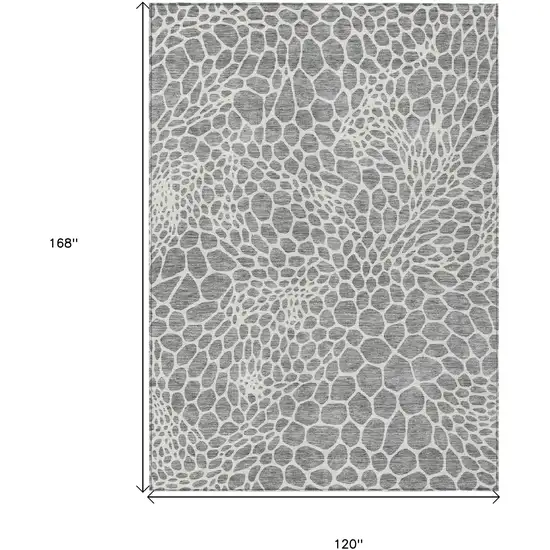 Gray And Ivory Geometric Washable Indoor Outdoor Area Rug Photo 3