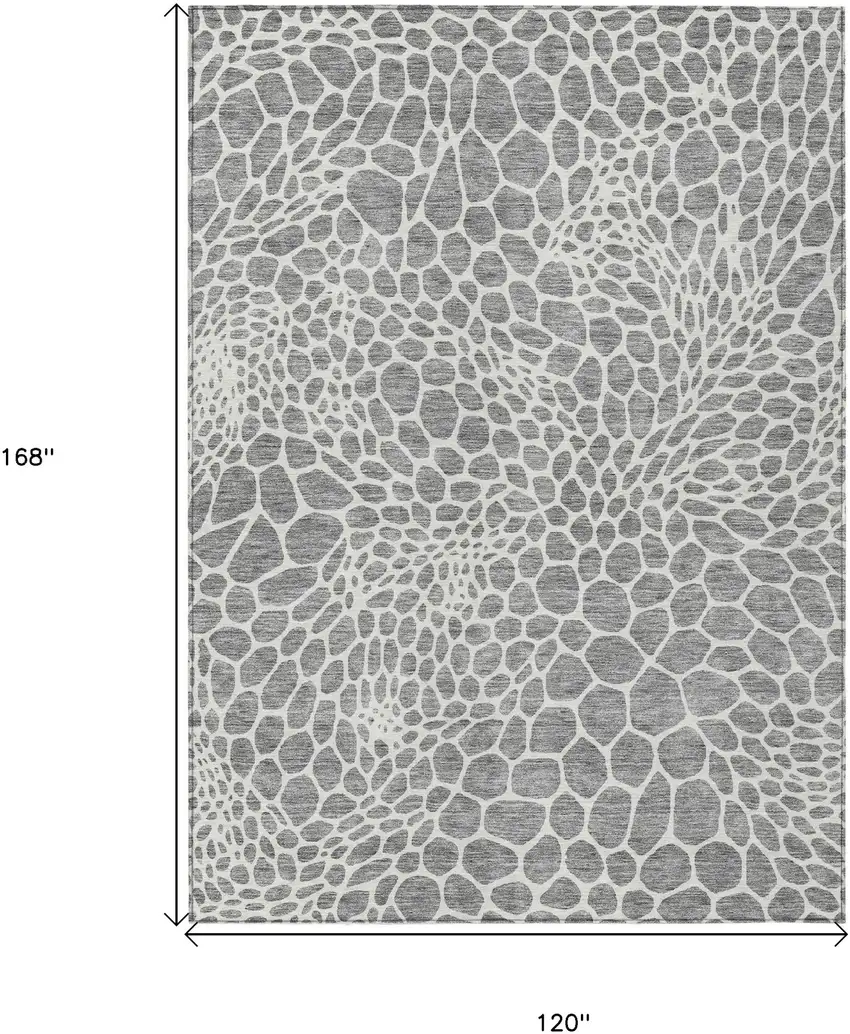 Gray And Ivory Geometric Washable Indoor Outdoor Area Rug Photo 3