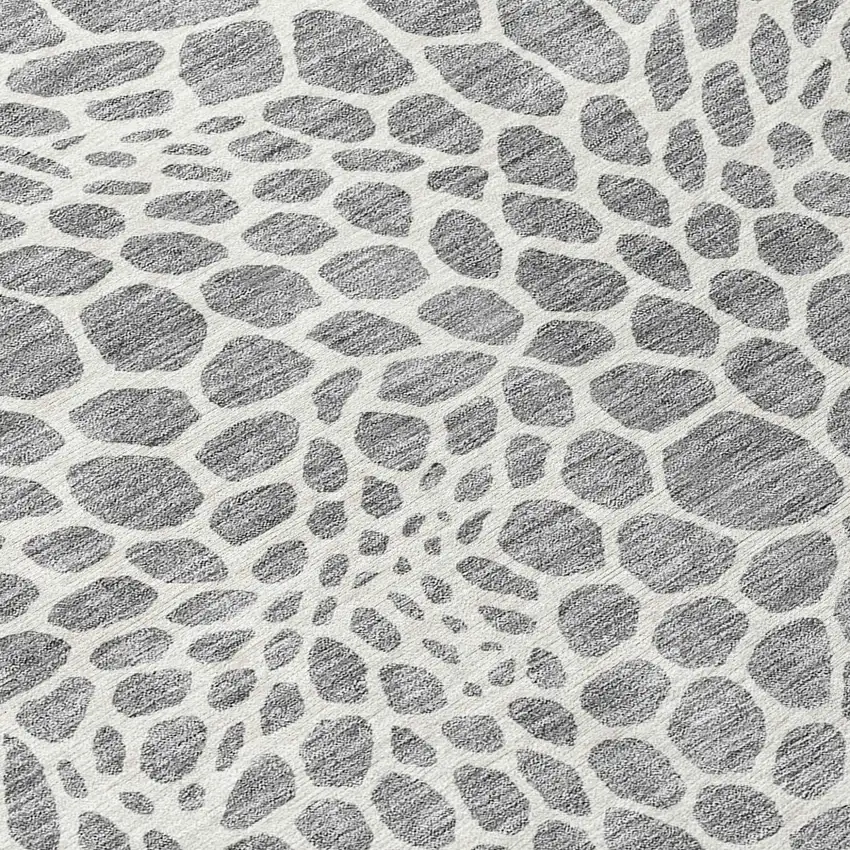 Gray And Ivory Geometric Washable Indoor Outdoor Area Rug Photo 6