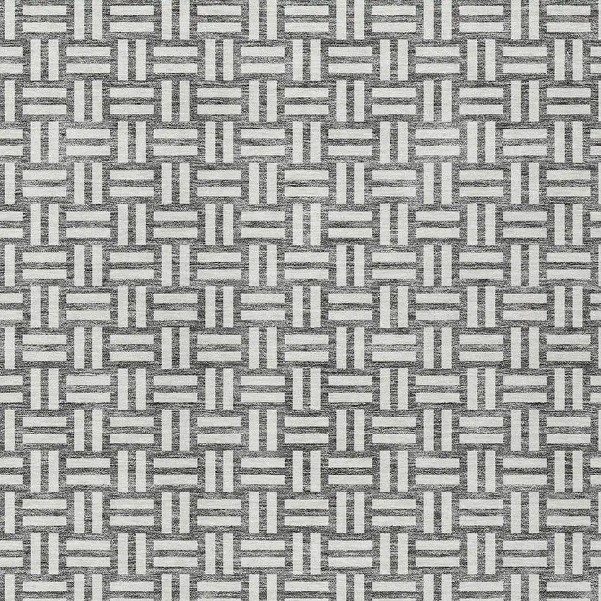 Gray And Ivory Geometric Washable Indoor Outdoor Area Rug Photo 6
