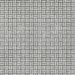Photo of Gray And Ivory Geometric Washable Indoor Outdoor Area Rug