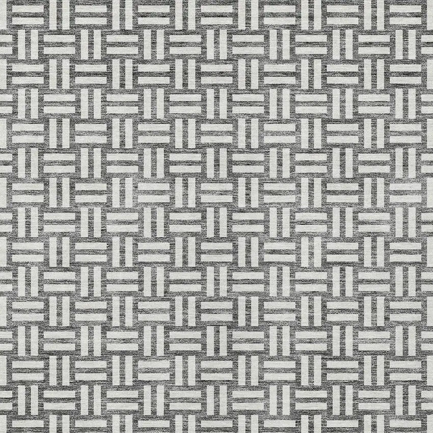 Gray And Ivory Geometric Washable Indoor Outdoor Area Rug Photo 6