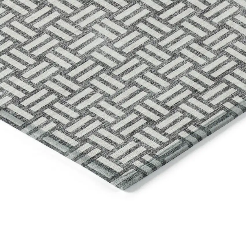 Gray And Ivory Geometric Washable Indoor Outdoor Area Rug Photo 5