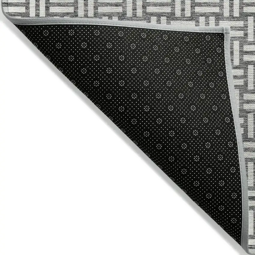 Gray And Ivory Geometric Washable Indoor Outdoor Area Rug Photo 4
