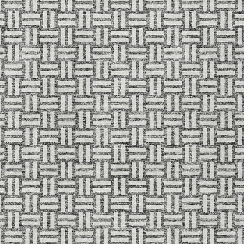 Gray And Ivory Geometric Washable Indoor Outdoor Area Rug Photo 6