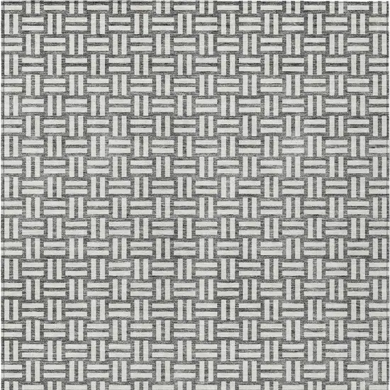 Gray And Ivory Geometric Washable Indoor Outdoor Area Rug Photo 7
