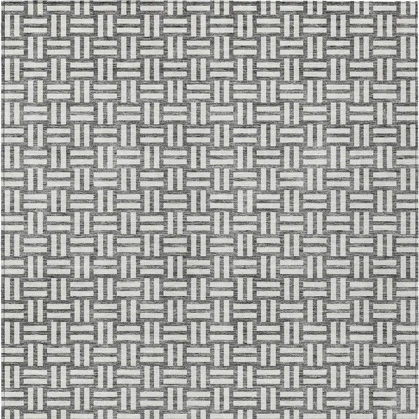 Gray And Ivory Geometric Washable Indoor Outdoor Area Rug Photo 7