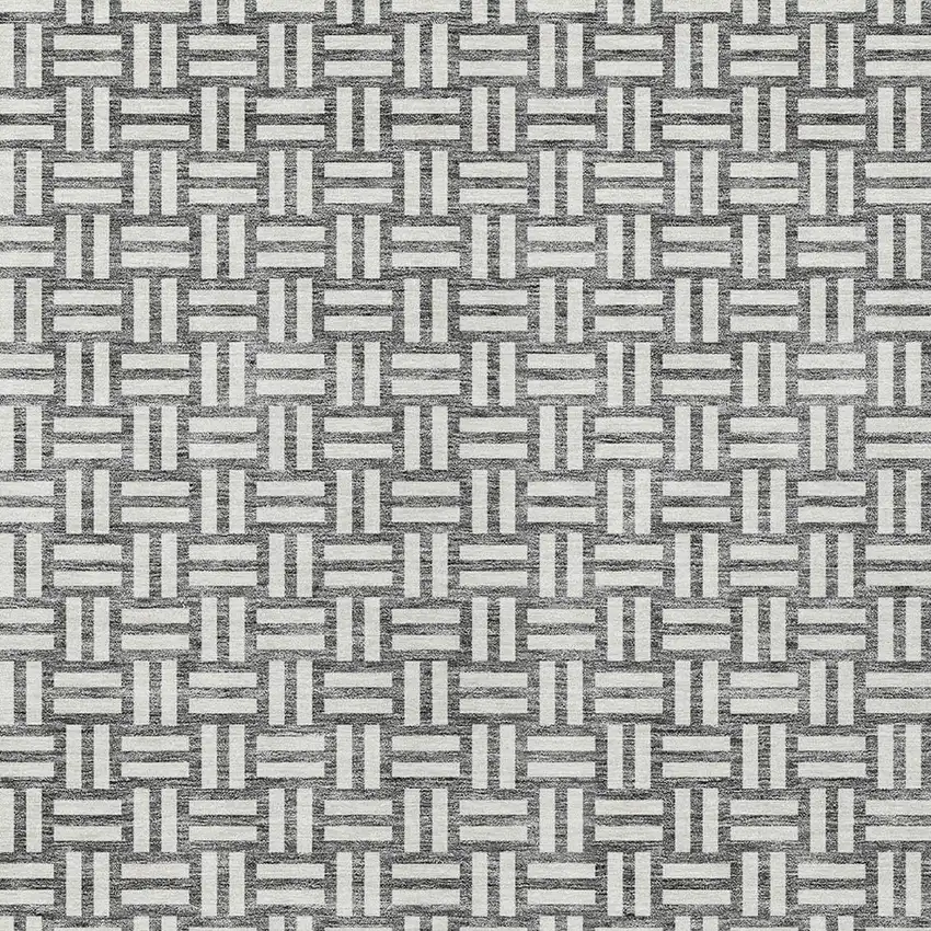 Gray And Ivory Geometric Washable Indoor Outdoor Area Rug Photo 6