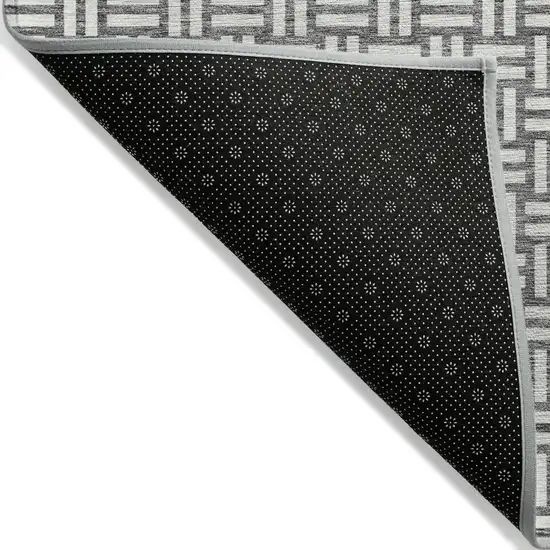 Gray And Ivory Geometric Washable Indoor Outdoor Area Rug Photo 4