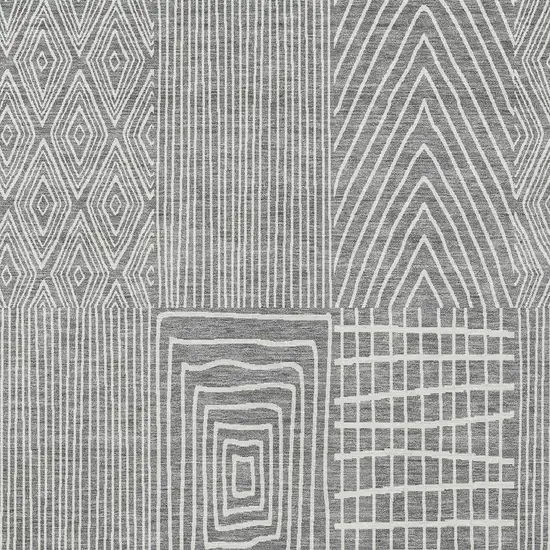 Gray And Ivory Geometric Washable Indoor Outdoor Area Rug Photo 5