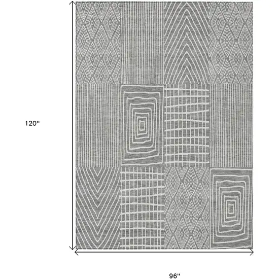 Gray And Ivory Geometric Washable Indoor Outdoor Area Rug Photo 3