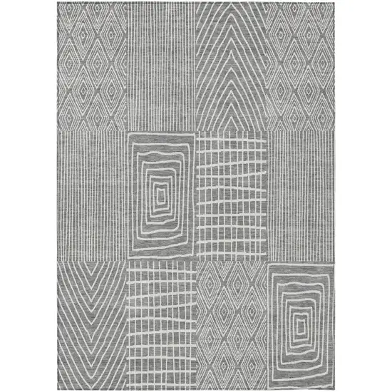 Gray And Ivory Geometric Washable Indoor Outdoor Area Rug Photo 2