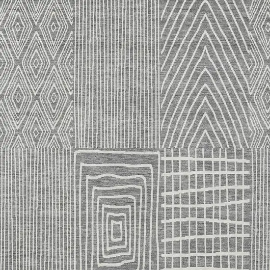 Gray And Ivory Geometric Washable Indoor Outdoor Area Rug Photo 5