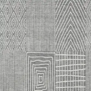 Photo of Gray And Ivory Geometric Washable Indoor Outdoor Area Rug
