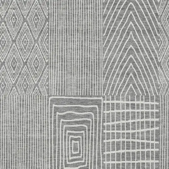 Gray And Ivory Geometric Washable Indoor Outdoor Area Rug Photo 5