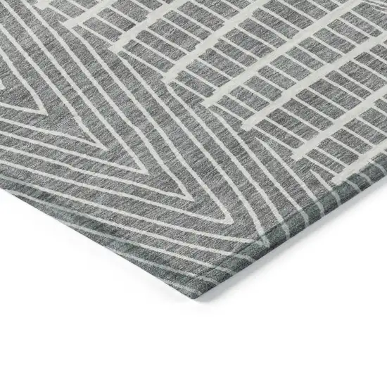 Gray And Ivory Geometric Washable Indoor Outdoor Area Rug Photo 4