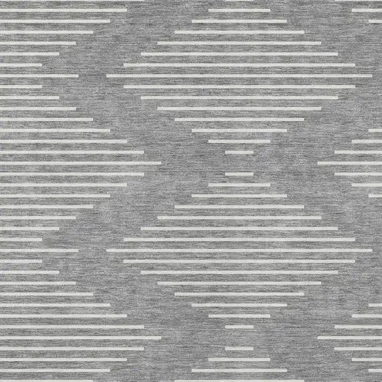 Gray And Ivory Geometric Washable Indoor Outdoor Area Rug Photo 5