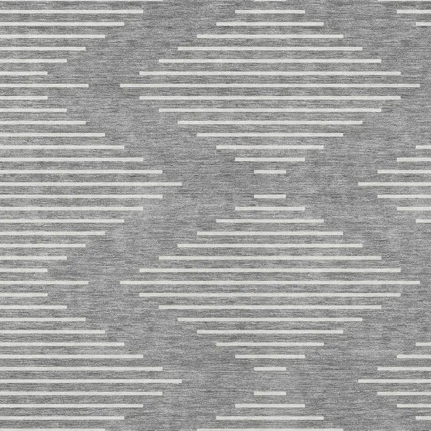 Gray And Ivory Geometric Washable Indoor Outdoor Area Rug Photo 5