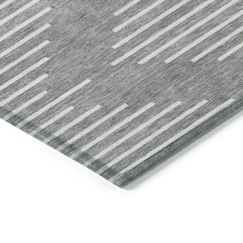 Gray And Ivory Geometric Washable Indoor Outdoor Area Rug Photo 4