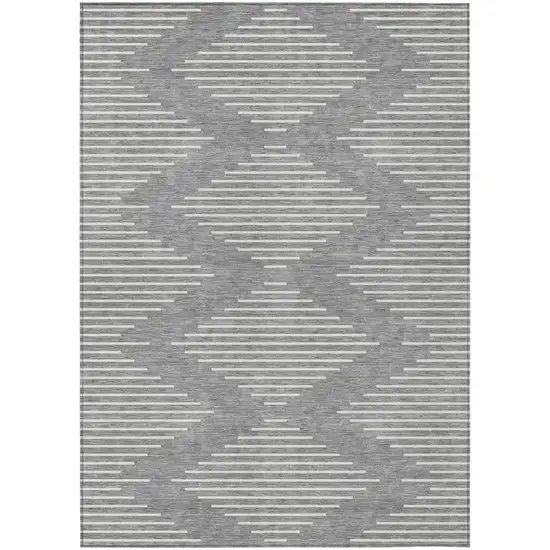 Gray And Ivory Geometric Washable Indoor Outdoor Area Rug Photo 2