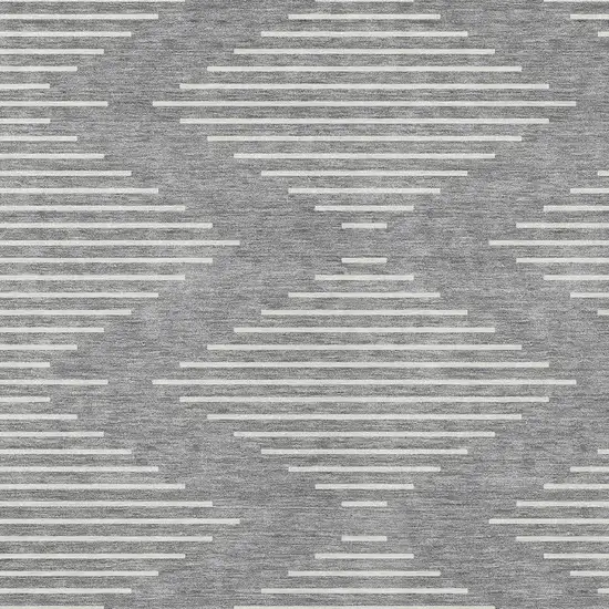 Gray And Ivory Geometric Washable Indoor Outdoor Area Rug Photo 5