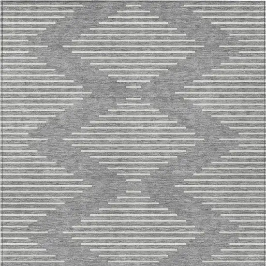Gray And Ivory Geometric Washable Indoor Outdoor Area Rug Photo 6