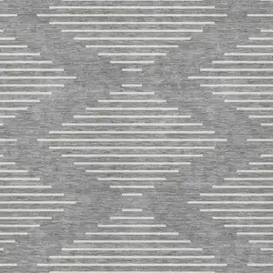 Photo of Gray And Ivory Geometric Washable Indoor Outdoor Area Rug