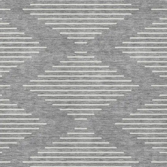 Gray And Ivory Geometric Washable Indoor Outdoor Area Rug Photo 5