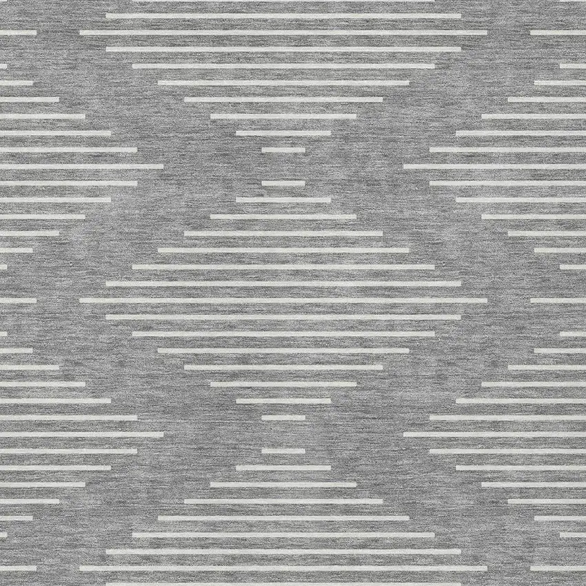 Gray And Ivory Geometric Washable Indoor Outdoor Area Rug Photo 5