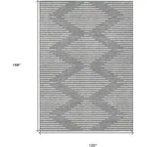 Photo of Gray And Ivory Geometric Washable Indoor Outdoor Area Rug